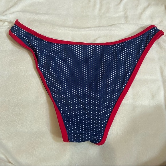 New! Frankie's Bikinis golden hour Navy Polka Dot Bikini Bottom 1541 - Picture 6 of 9